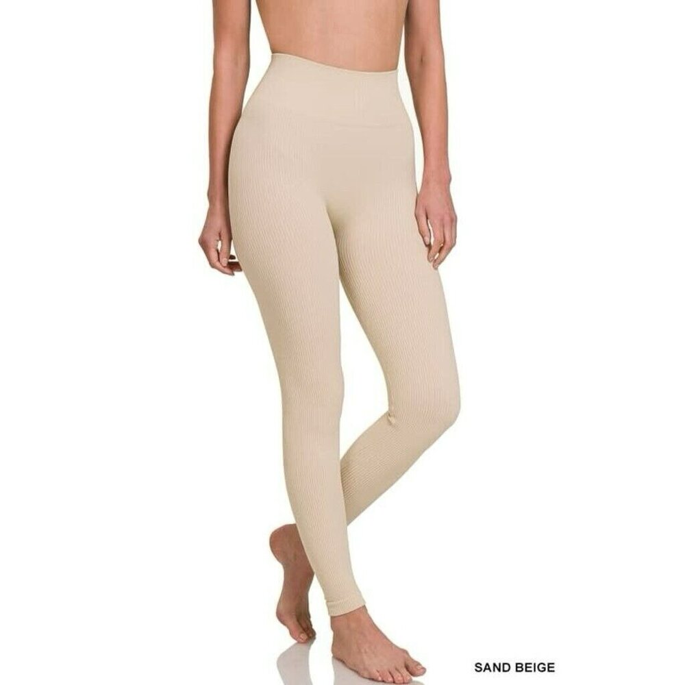New With Tags Savvi Fit Bai Leggings Ribbed Seamless High Waisted Sand Beige M
